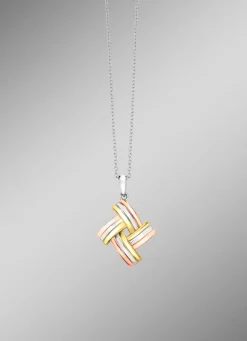 Modischer Knoten-Anhänger in Tricolor mit Ankerkette