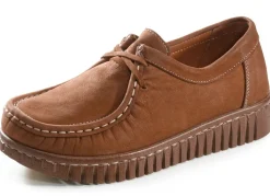 Mokassin-Schnürschuh aus Rind-Nubukleder