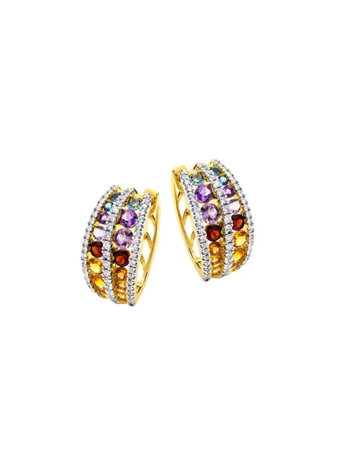 Multicolor Klappcreolen mit Edelsteine und Brillanten