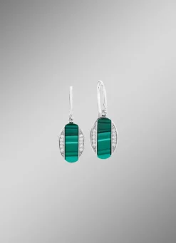 Ohrhaken mit Zirkonia und Malachit-