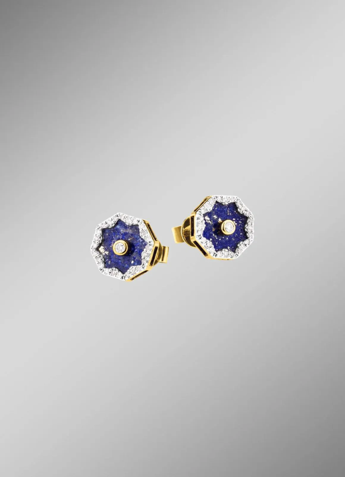 Ohrstecker mit echt Lapislazuli, Brillanten und Diamanten