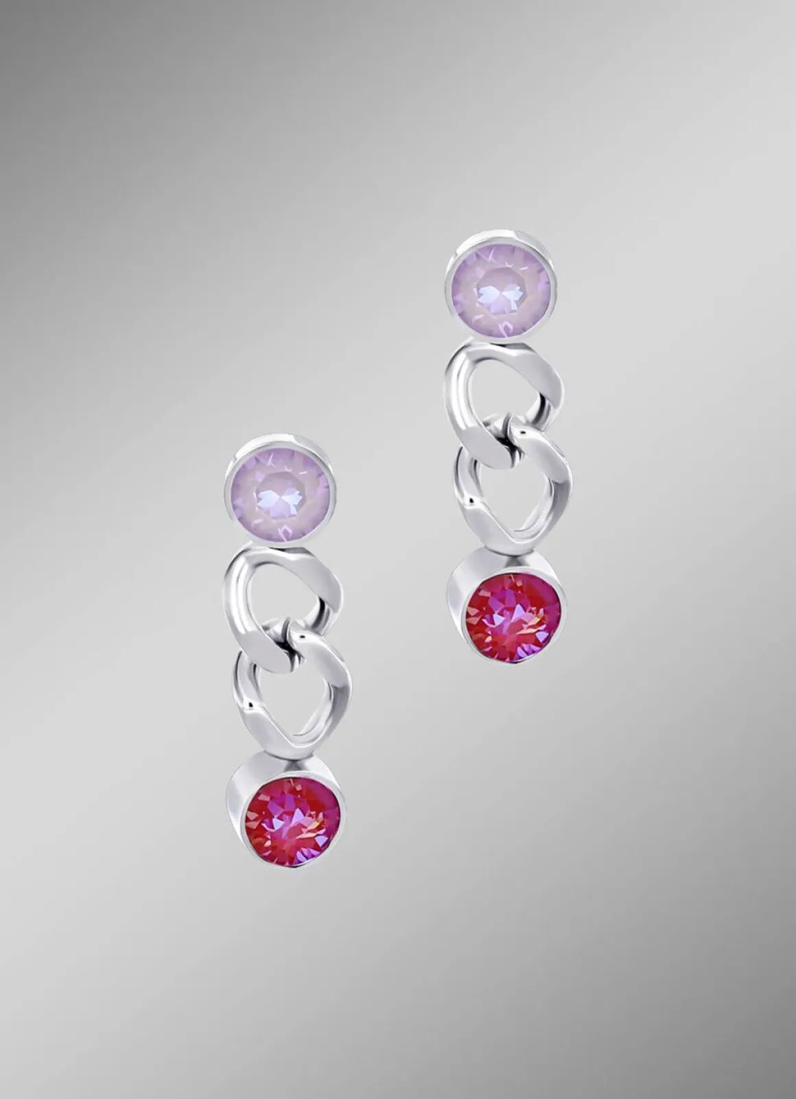 Ohrstecker mit Kristallen in Pink