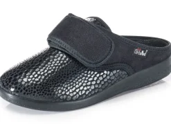 Pantoffel aus Elastik und Veloursmaterial