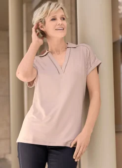 Poloshirt mit Lochstickerei