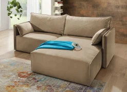 Polsterecke mit Bettfunktion und Hocker