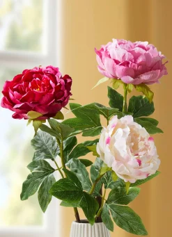 Päonien-Blumen aus hochwertigem Kunst- und Textilmaterial im 3er-Set