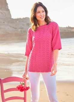 Pullover mit aufwendigem Ajour-Wellenmuster