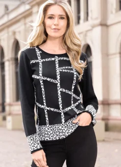 Pullover mit Jacquardakzenten in Tierfelloptik