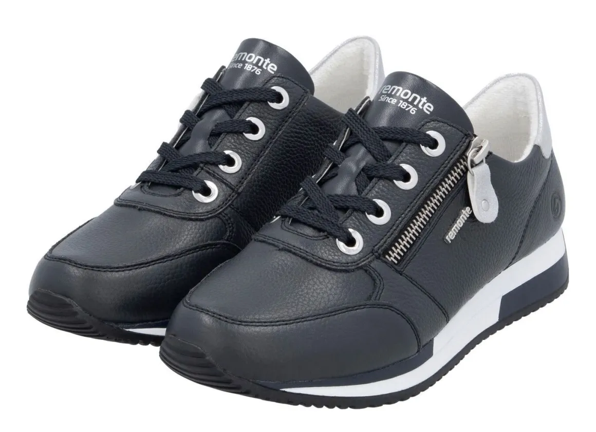 Remonte Schnür-Sneaker mit silberfarben schimmerndem Kontrast-Besatz