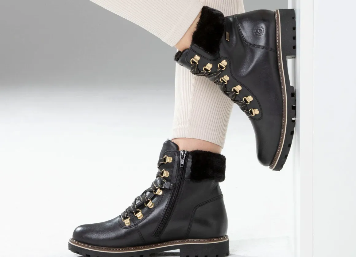 Remonte Schnür-Stiefelette mit Plüschkragen