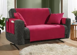 Samtweiche Sessel- und Sofaschoner mit Anti-Rutsch-Rückseite