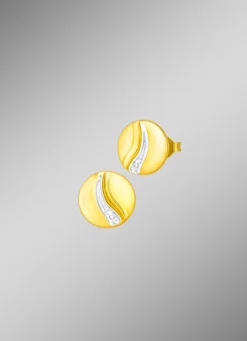 Schicke Ohrstecker in Bicolor mit 2 Diamanten
