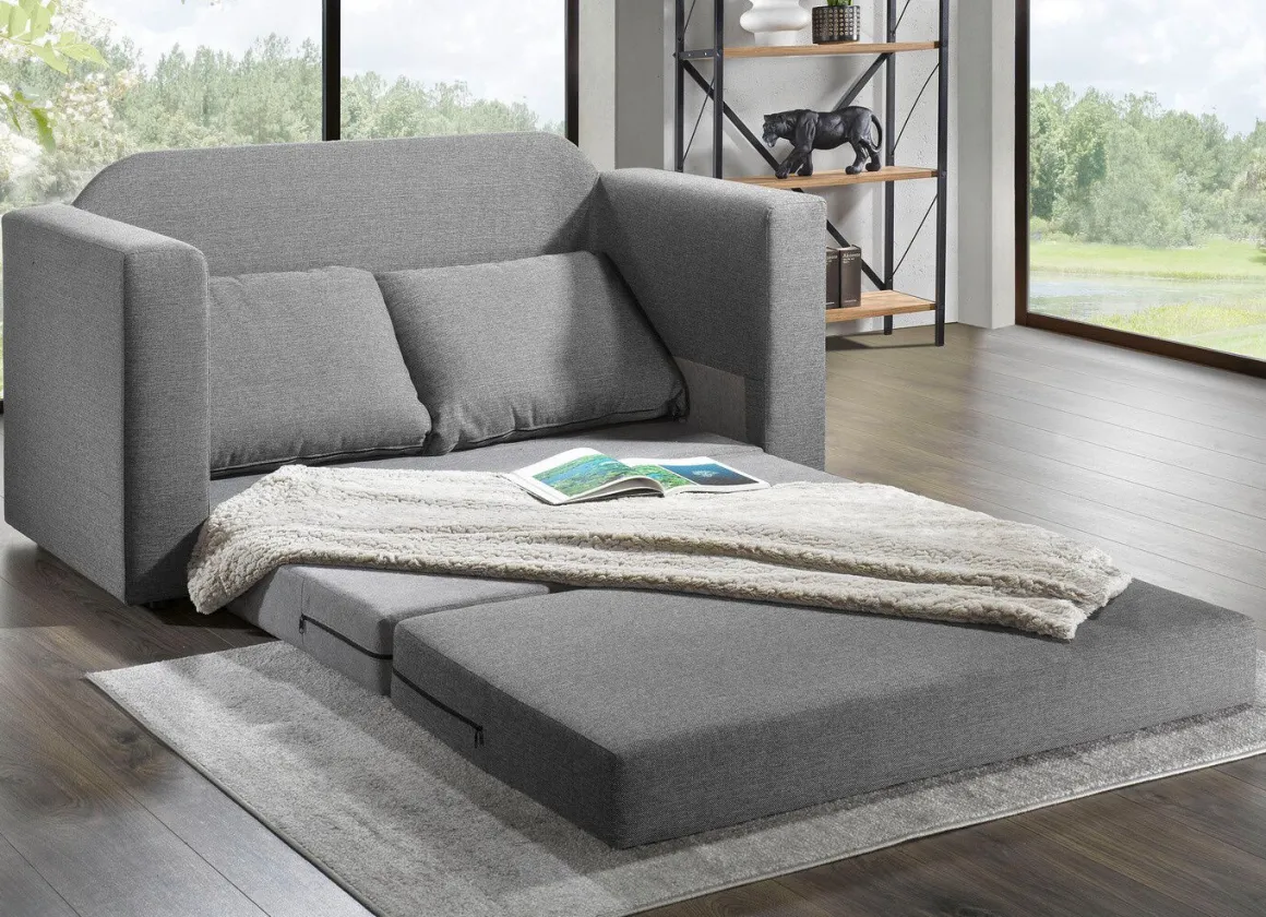 Schlafsofa mit 2 großen, weichen Rückenkissen