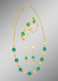Schmuckset, 3-teilig, im Blumendesign