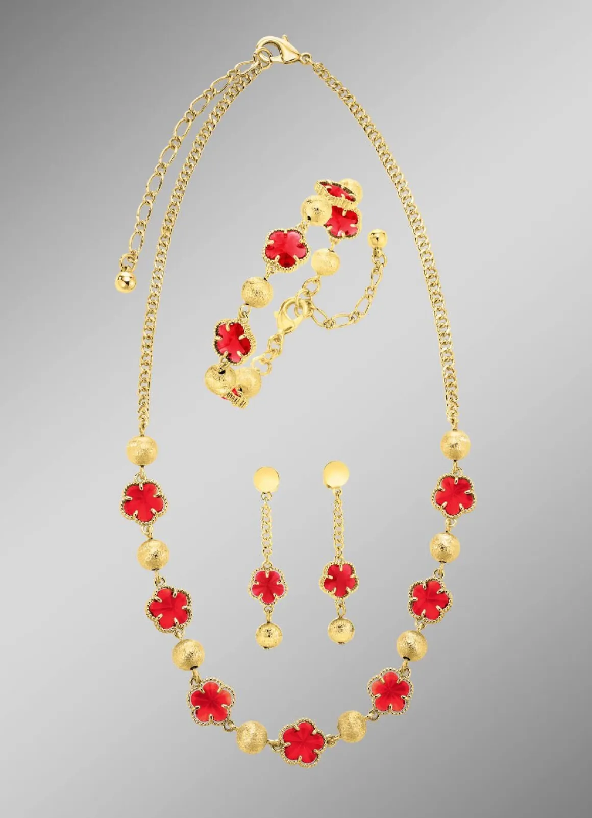Schmuckset, 3-teilig, im Blumendesign