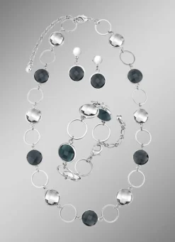 Schmuckset, 3-teilig, mit Kristallsteinen