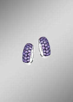 Schöne Klappcreolen mit echt Amethyst