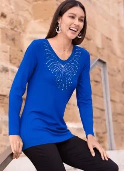 Shirt mit abgerundetem V-Ausschnitt in 4 Farben