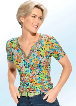 Shirt mit aufwendiger Perlen- und Schmucksteinzier