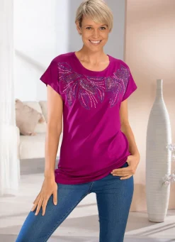 Shirt mit aufwendiger Strasszier in 2 Farben