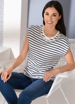 Shirt mit aufwendiger Strass- und Stickereizier