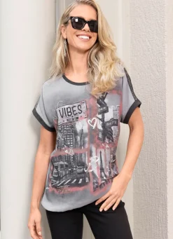 Shirt mit Chiffon-Besatz