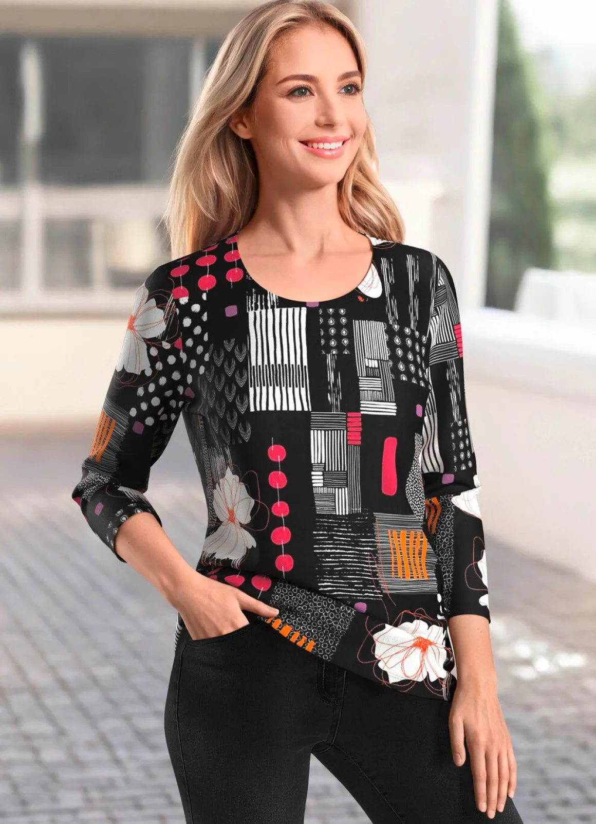 Shirt mit farbbrillantem Allover-Dessin
