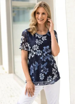 Shirt mit floralem Allover-Dessin in 2 Farben
