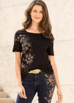 Shirt mit handbemaltem Glitzerornament