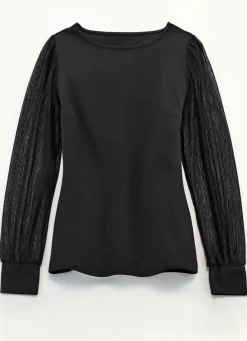 Shirt mit langen, plissierten Chiffonärmeln