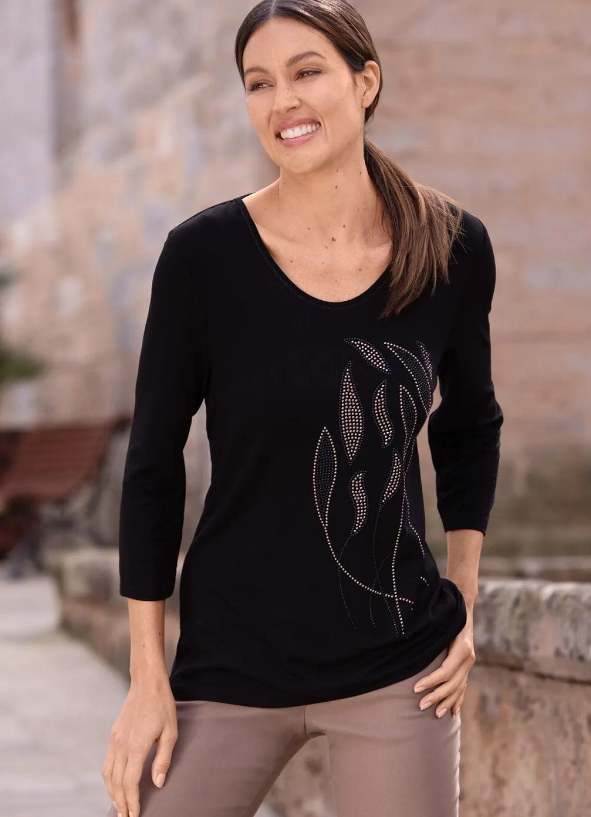 Shirt mit 3/4-langen Ärmeln