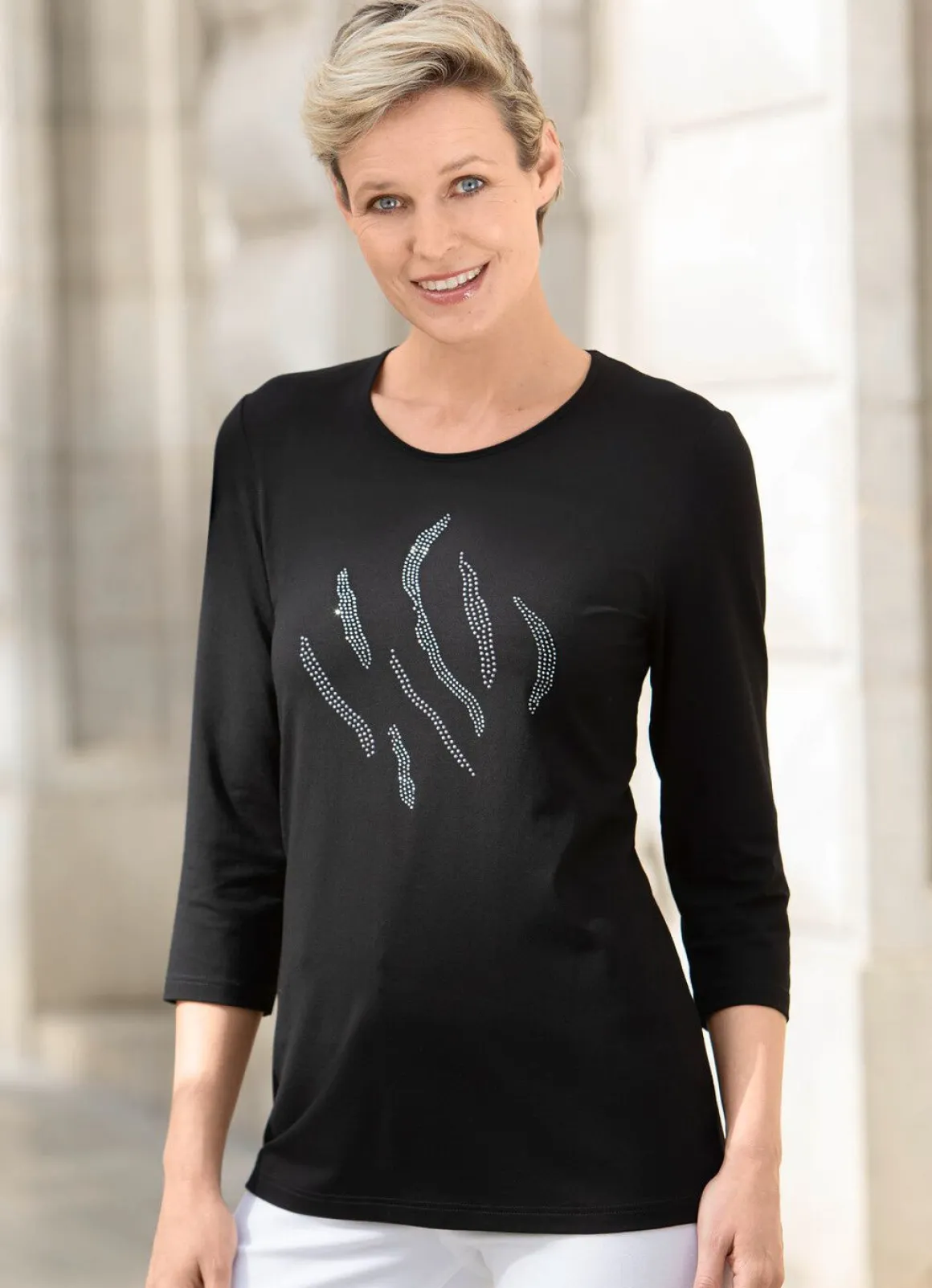 Shirt mit 3/4-langen Ärmeln in 3 Farben