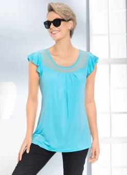 Shirt mit Chiffon-Einsatz in 2 Farben