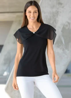 Shirt mit gekänteltem Chiffon-Besatz in 2 Farben