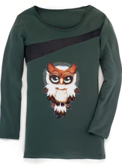 Shirt mit schwarzem Nappaleder-Imitat-Einsatz in 2 Farben