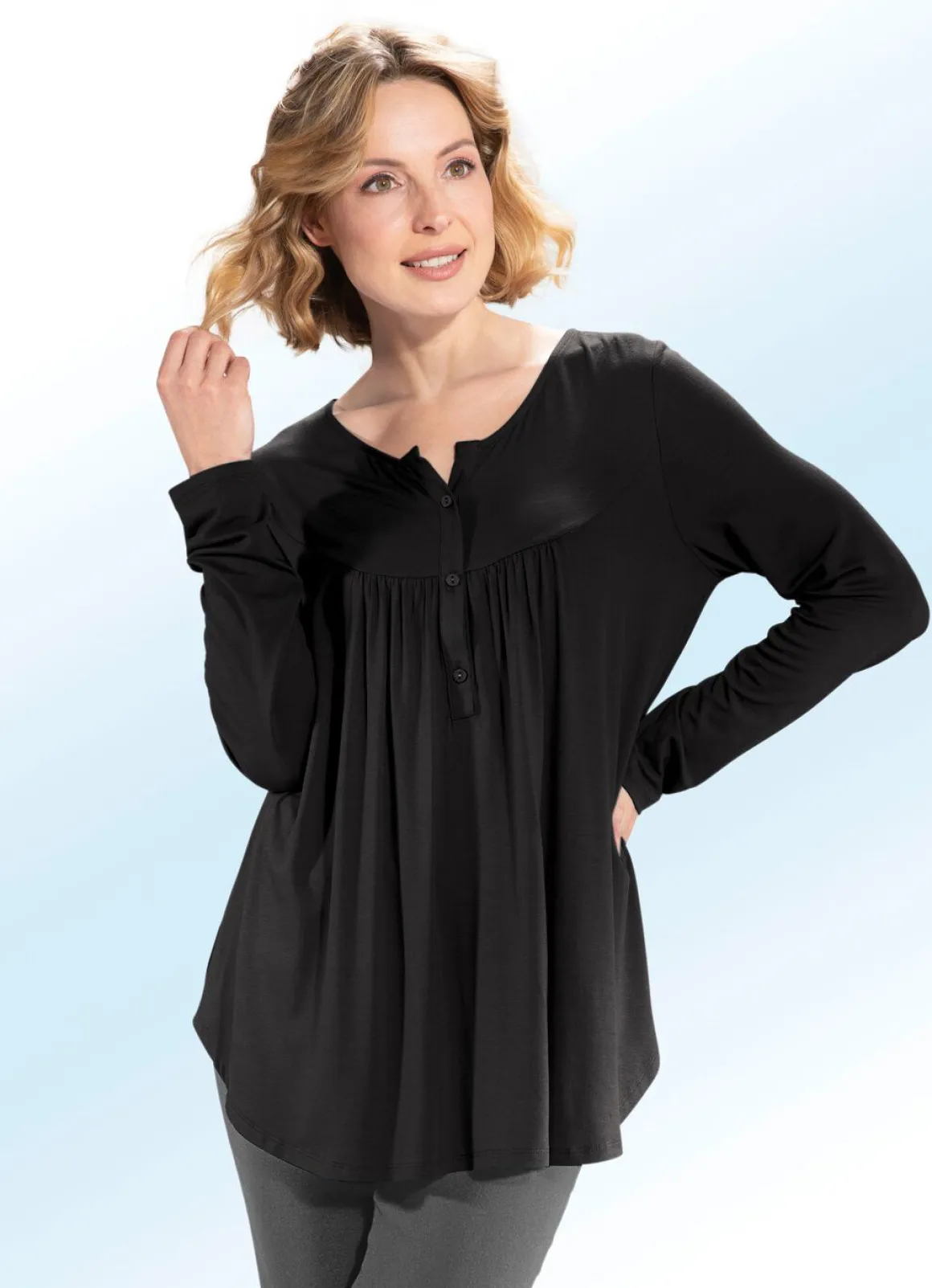 Shirt-Tunika mit rundem Halsausschnitt