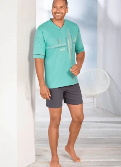 Shorty mit platziertem Druck und V-Ausschnitt