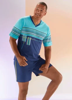 Shorty mit V-Ausschnitt und Ringeldessin