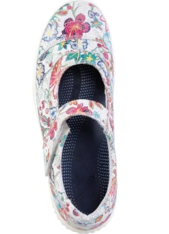 Slipper aus floral bedrucktem Leder