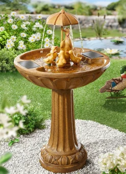 Solarbrunnen im edlen Bronzelook