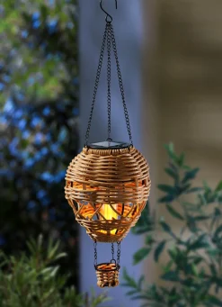 Solar-Hängeballon in Rattan-Optik