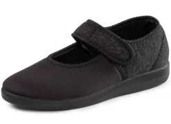 Spangenschuh aus weichem, teilweise meliertem Textilmaterial
