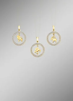 Sternzeichen-Anhänger aus Gold mit Zirkonia