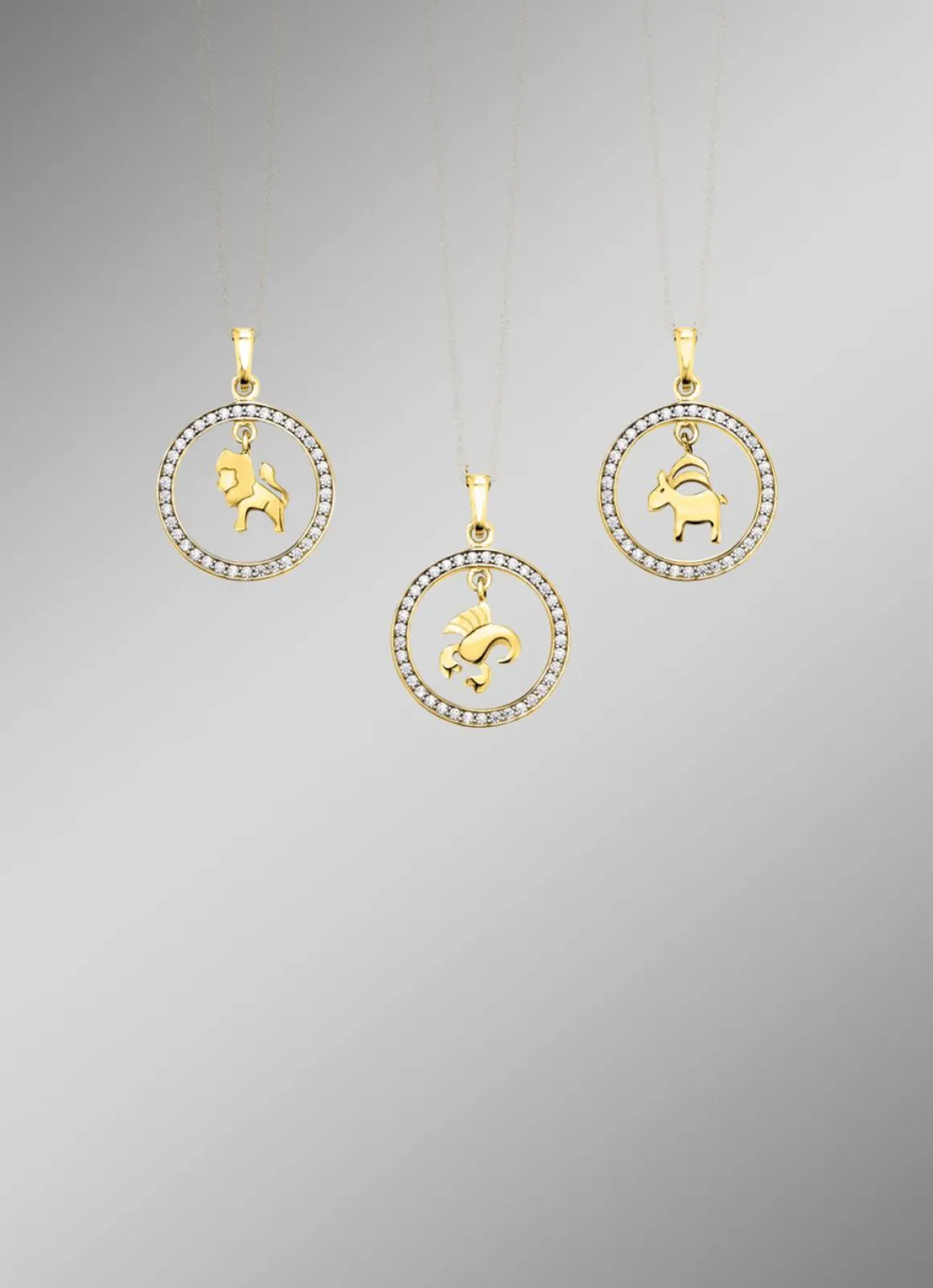 Sternzeichen-Anhänger aus Gold mit Zirkonia