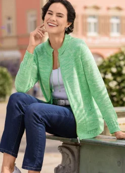 Strickjacke mit Strickbandzier und Taschen