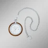 Taschenuhr mit Walnuss und Edelstahl Gehäuse