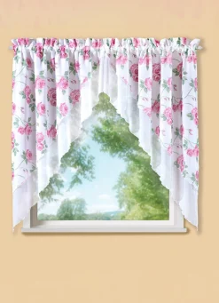 2-teiliger Fensterbehang mit Rosenmotiv