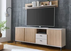 Tolles TV-Longboard mit Wandregal