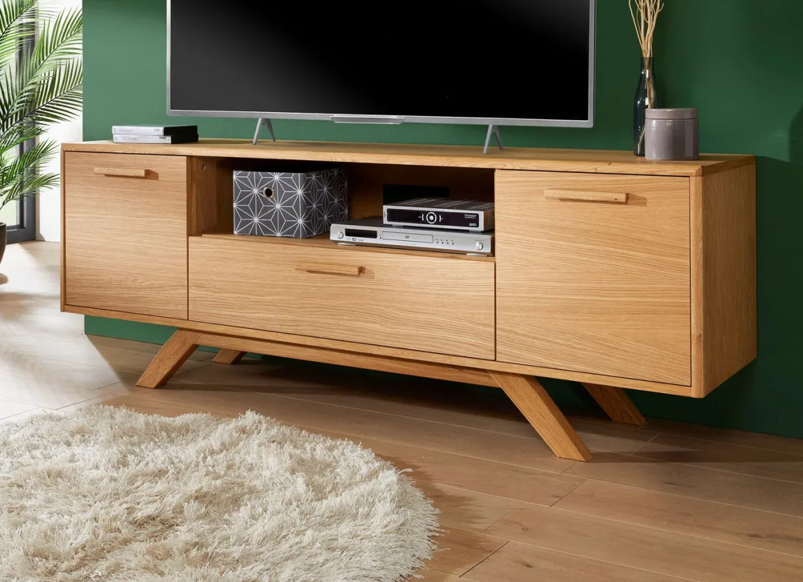TV-Longboard mit massiven Holzbeinen und Holzgriffen