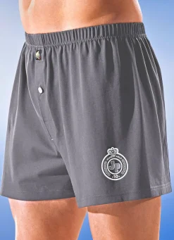 Viererpack Boxershorts, uni mit Druckmotiv